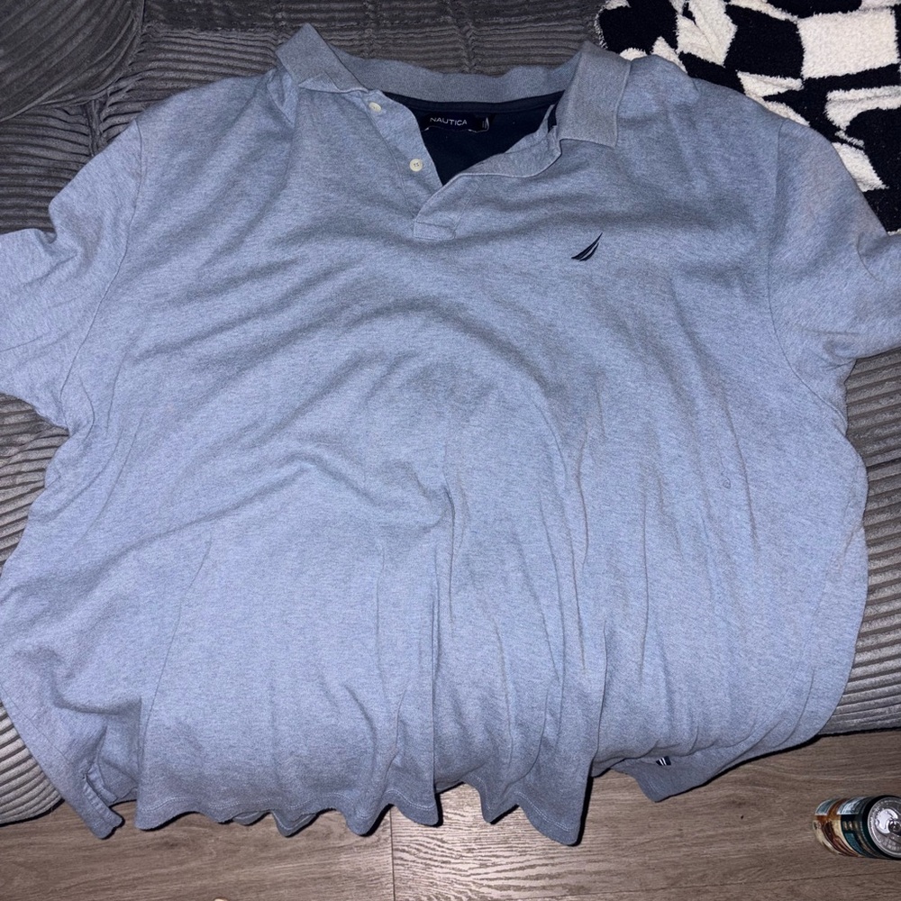 Nautica Men's Heather Light Blue Polo with Logo